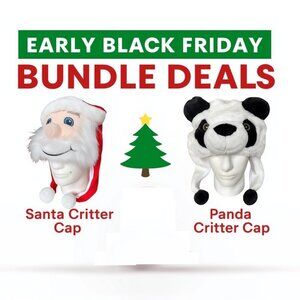 Black Friday Critter Bundle – Santa Cap + Panda Hat